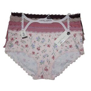 Laura Ashley Womens 5 Pack Super Soft Lace Trim Briefs Size Large Pinks